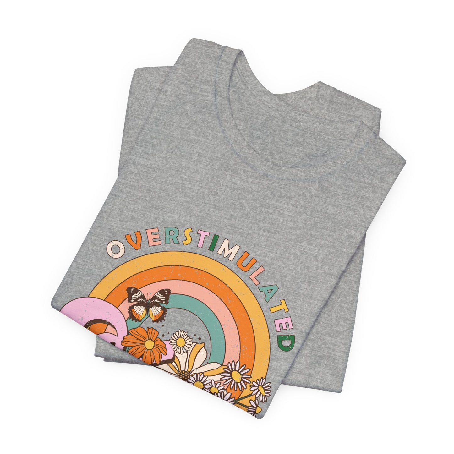 Overstimulated Moms Club Tee — Retro Rainbow Floral Mother's Day Shirt