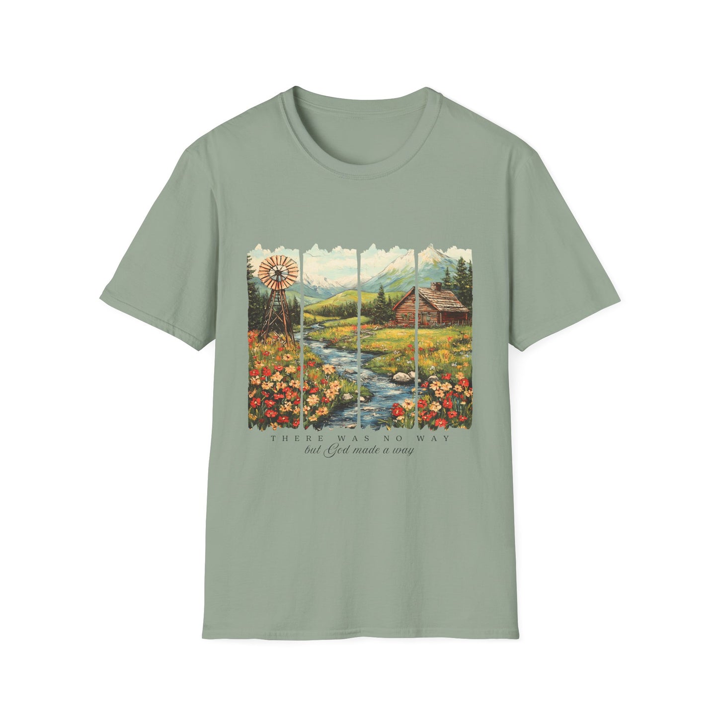 Scenic Windowpane Cabin T-Shirt — 'I Am But A Child Made of Stars' Nature Graphic Tee