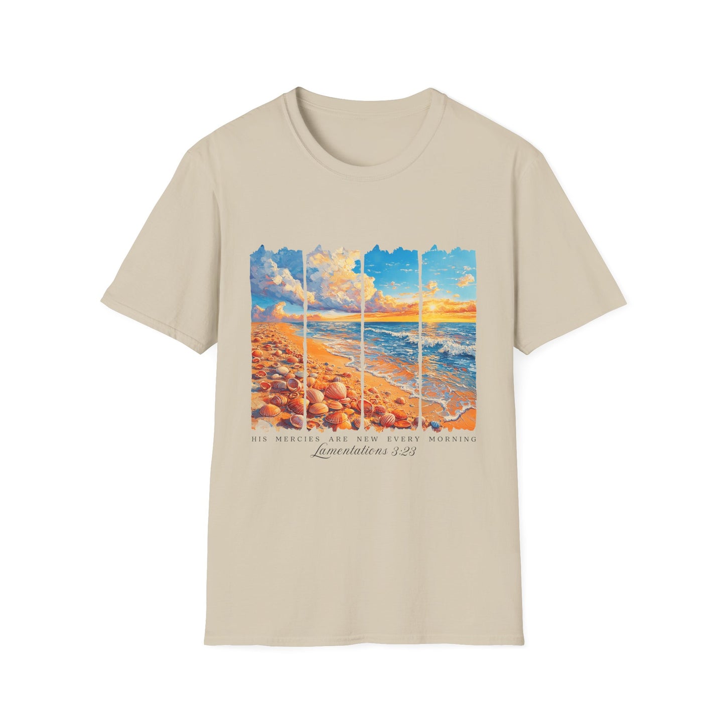 Beach Sunset Panel T-Shirt — Scenic Coastal Graphic Tee