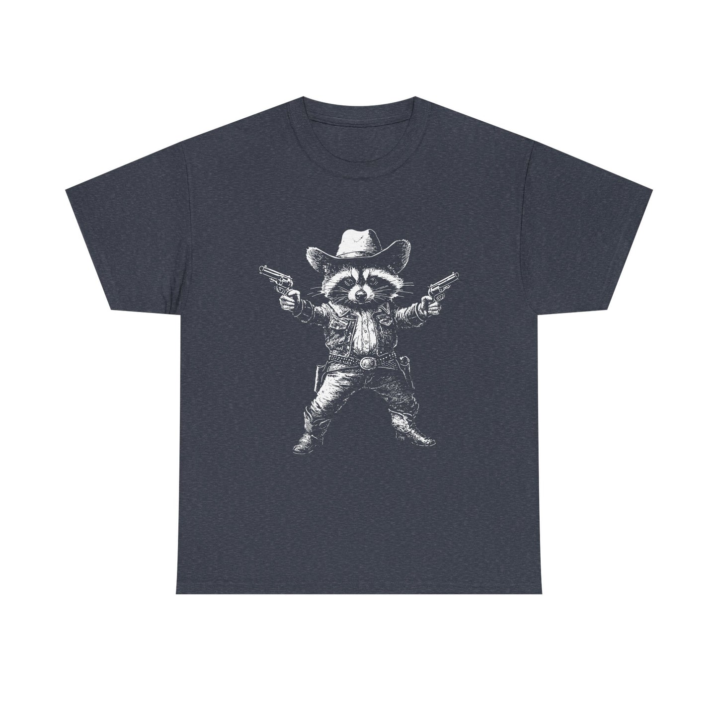 Cowboy Raccoon Graphic Tee — Western Gunslinger Vintage Style Shirt