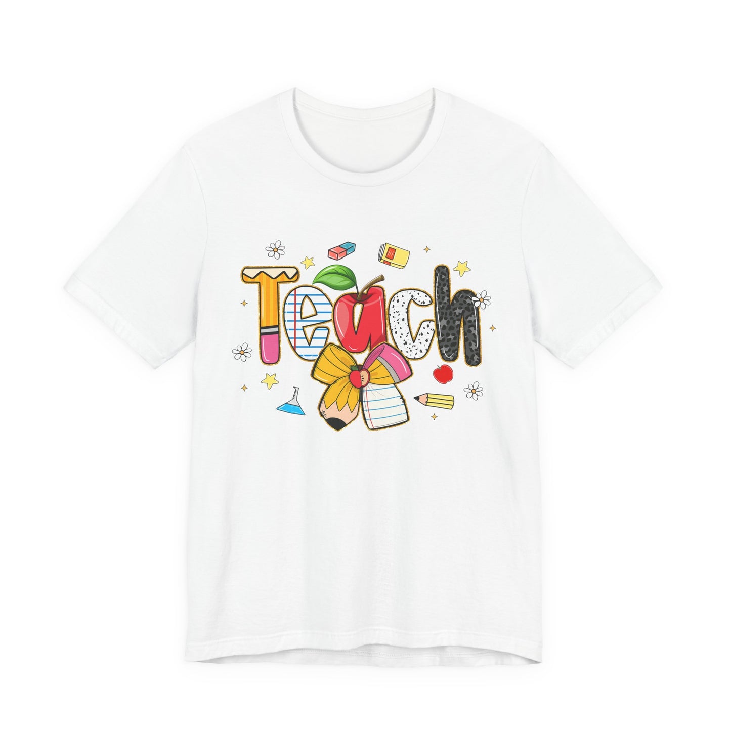 Teacher Floral Pencil Tee - "Teach" Cute School T-Shirt for Educators