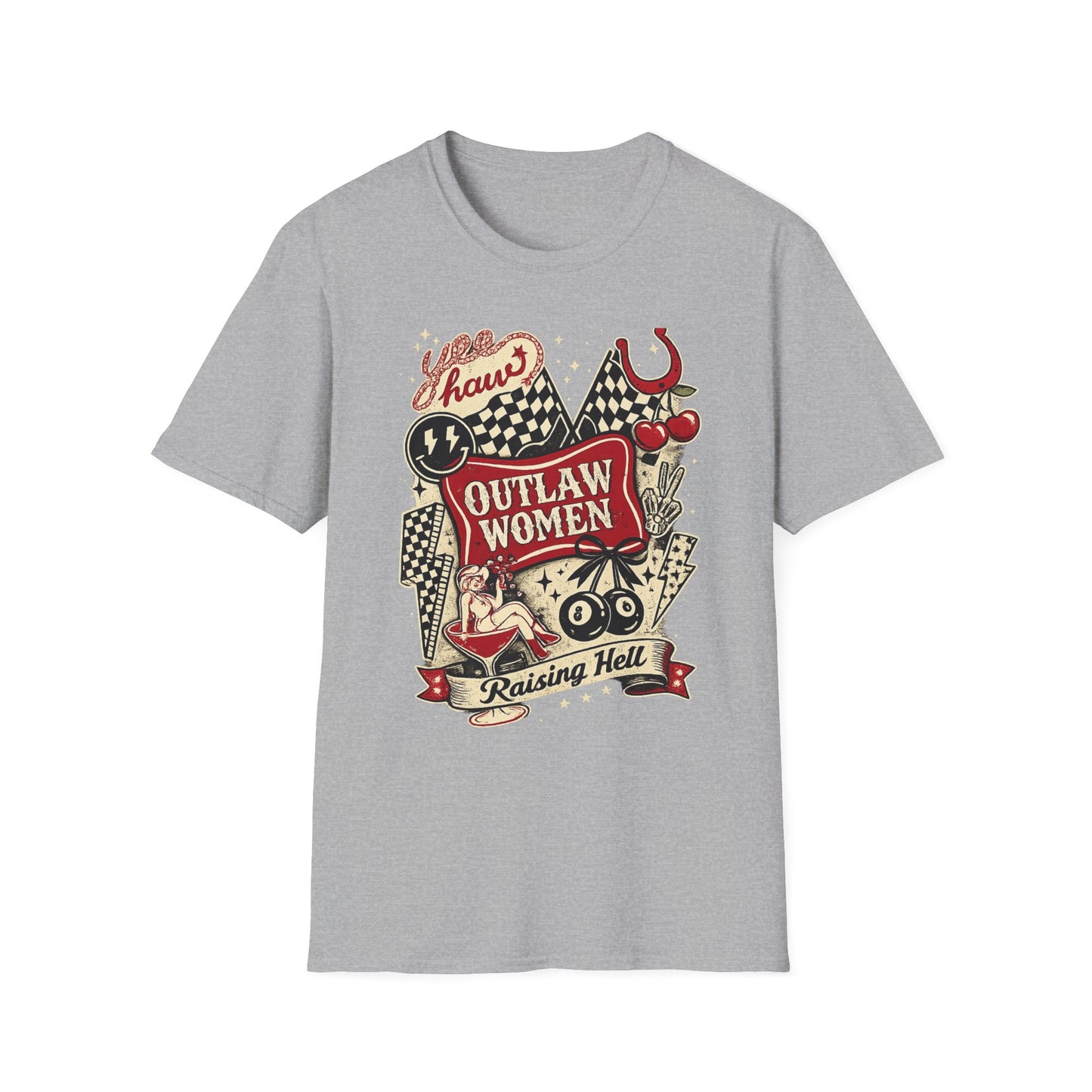 Outlaw Women T-Shirt — Raising Hell Vintage Rockabilly Design