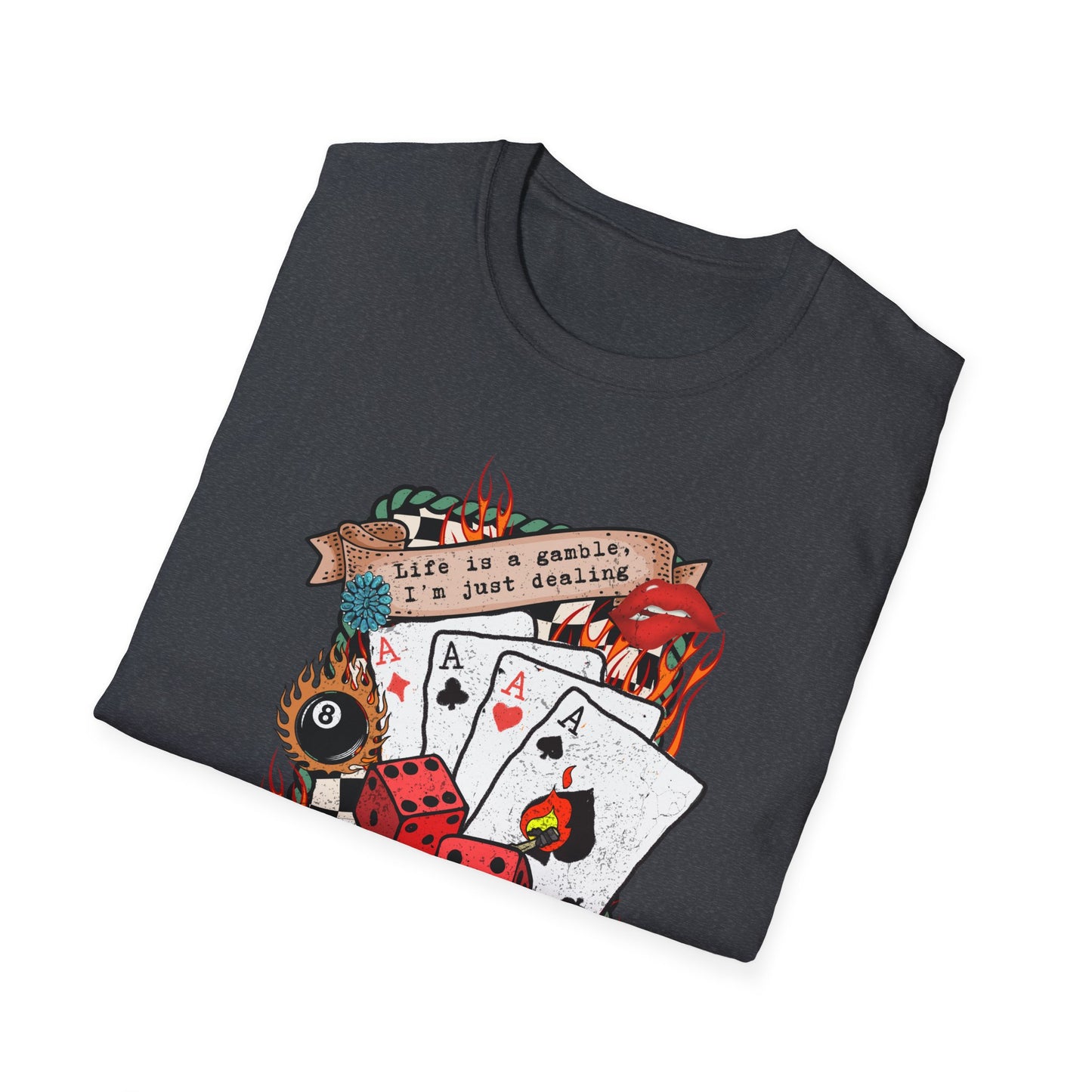 Casino Night Graphic T-Shirt — Aces, Dice & Retro Gaming Design