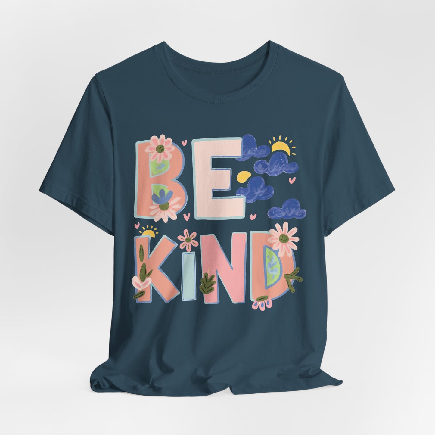 Be Kind Floral Tee — Positive Message Graphic T-Shirt