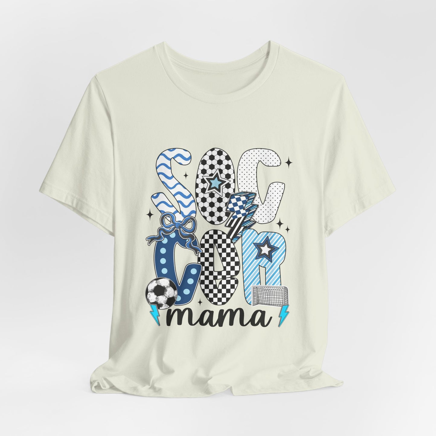 Soccer Mama Graphic Tee — 'Soccer Mama' Blue Patterned Design
