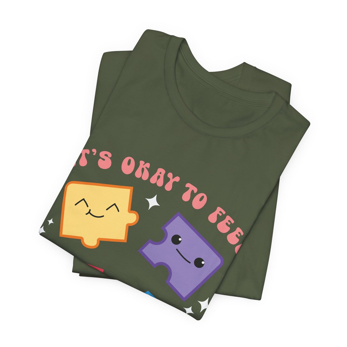“It’s Okay to Feel” Puzzle Pieces Tee — Mental Health Awareness Comfort Shirt