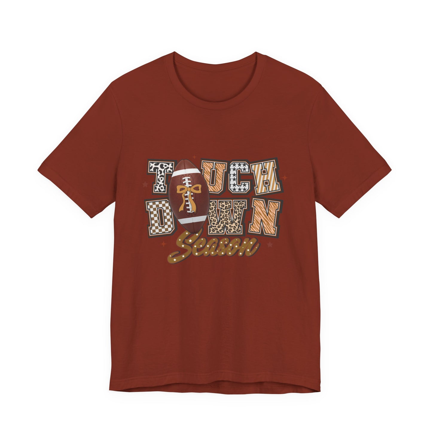 Touchdown Season Football T-Shirt — Retro Brown Leopard Print Design