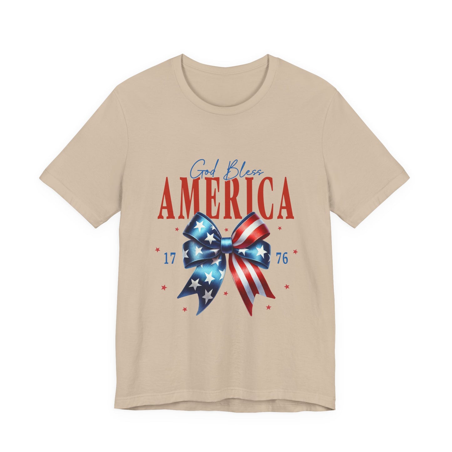 God Bless America Bow T-Shirt — Patriotic 1776 Fourth of July Tee