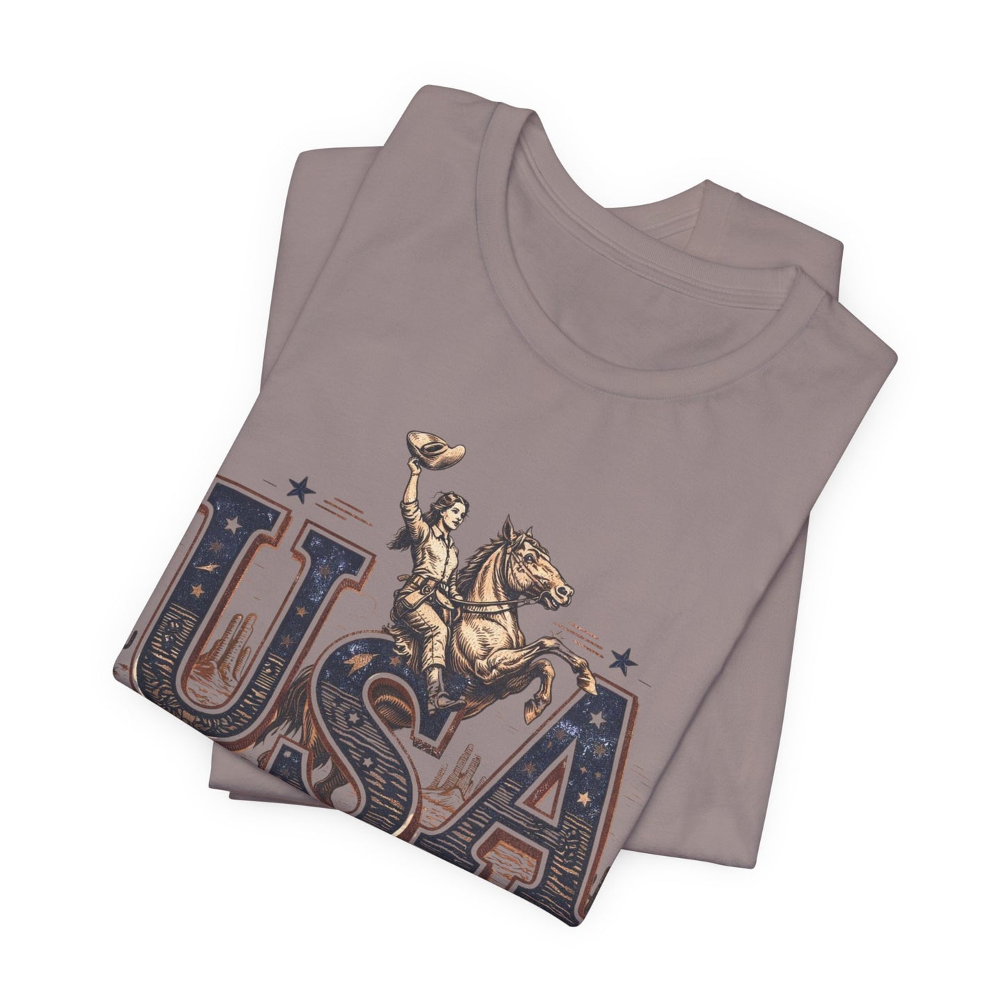 USA Western Rodeo T-Shirt – 'USA EST 1776' Patriotic Cowboy Tee