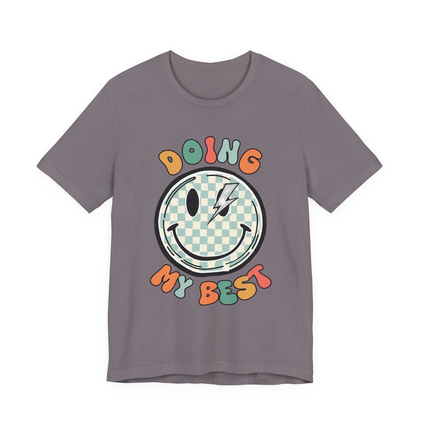 Doing My Best Smiley Tee — Retro Checkerboard Positive Message T‑Shirt