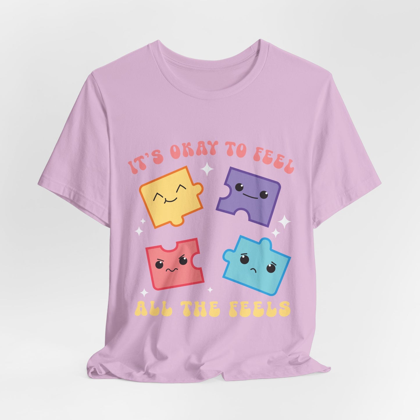 “It’s Okay to Feel” Puzzle Pieces Tee — Mental Health Awareness Comfort Shirt