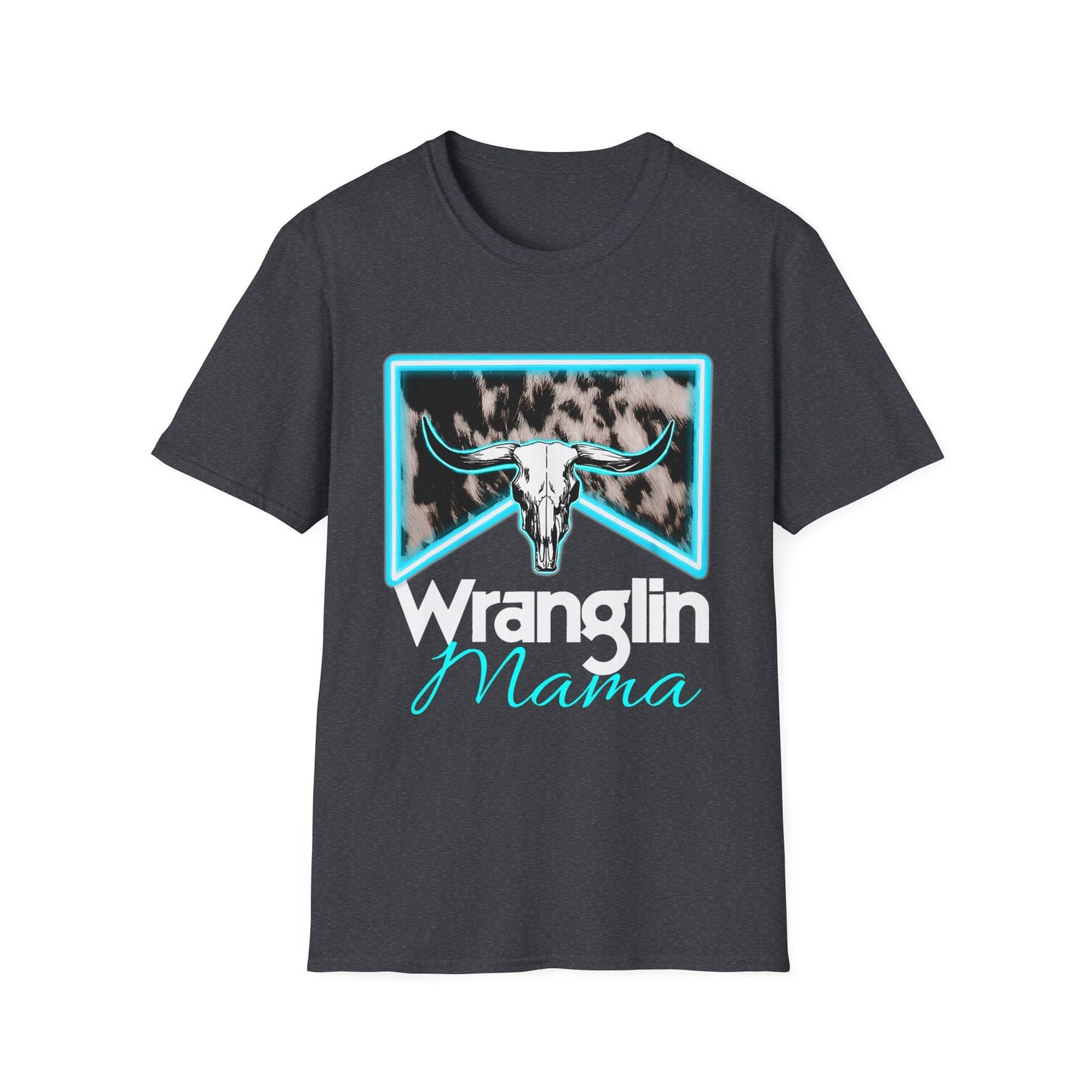 Wranglin Mama Tee — Western Cow Skull Graphic T-Shirt for Moms
