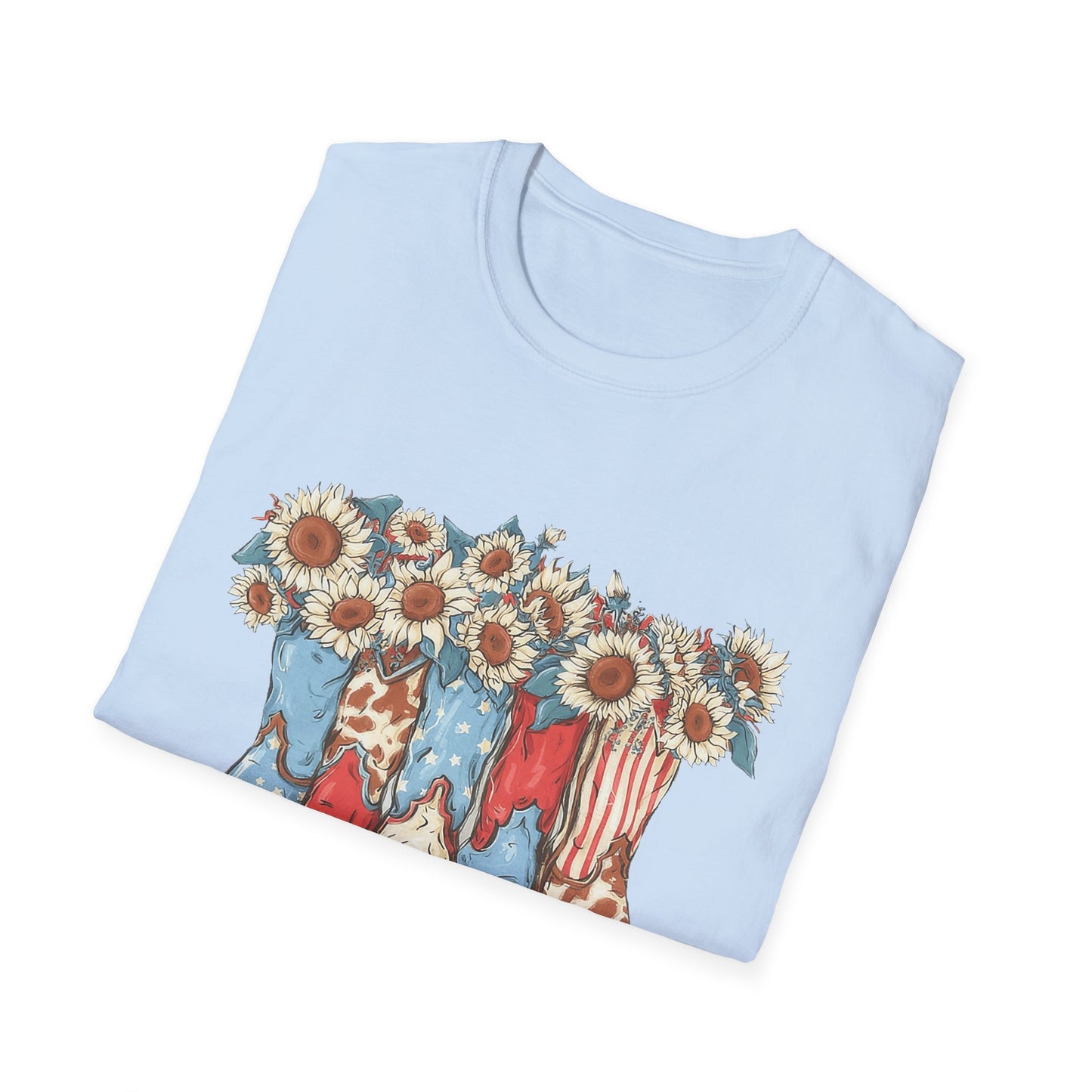 Patriotic Sunflower Cowboy Boots T-Shirt