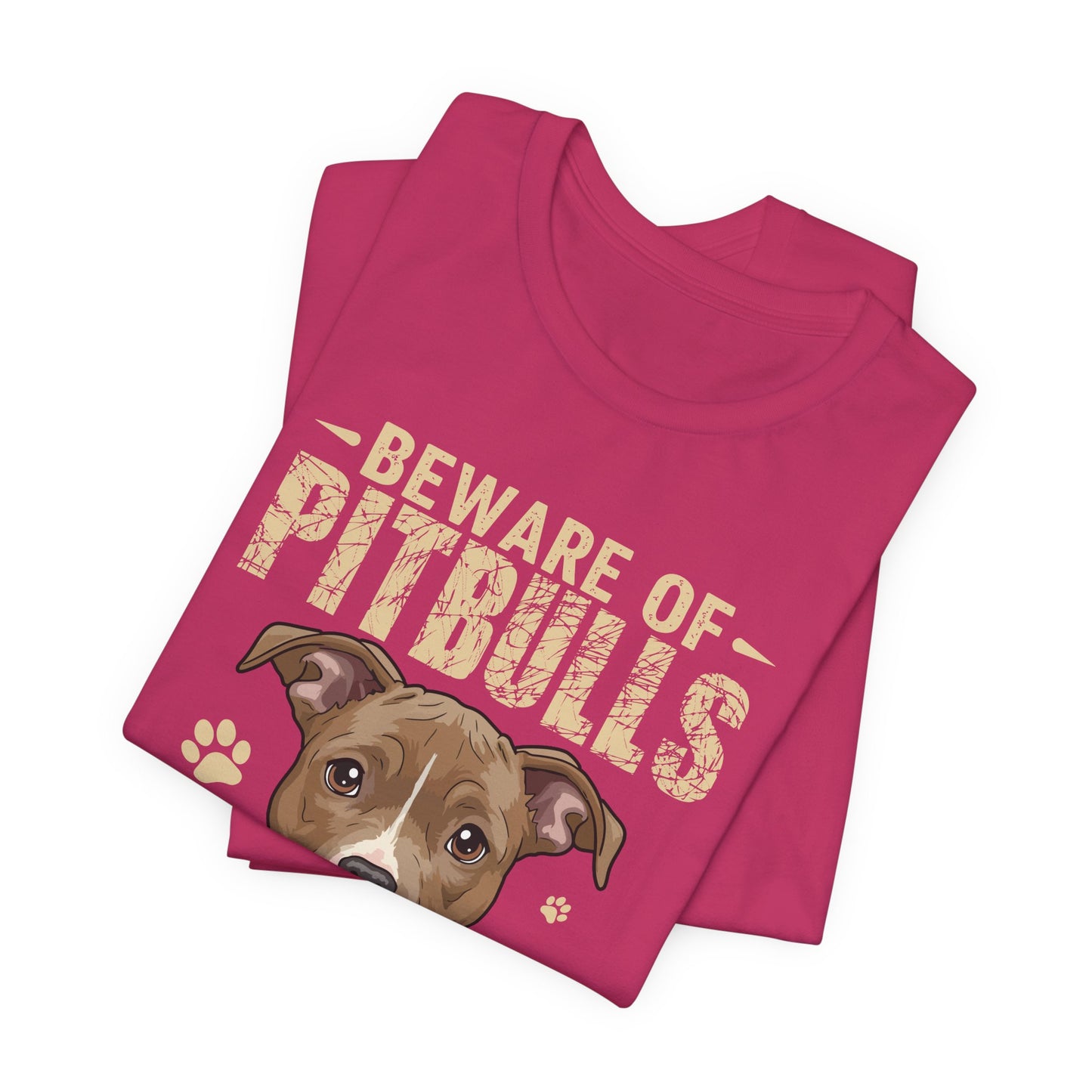 Pitbull Lover T-Shirt — "Beware of Pitbulls They Will Steal Your Hearts" Cute Dog Tee