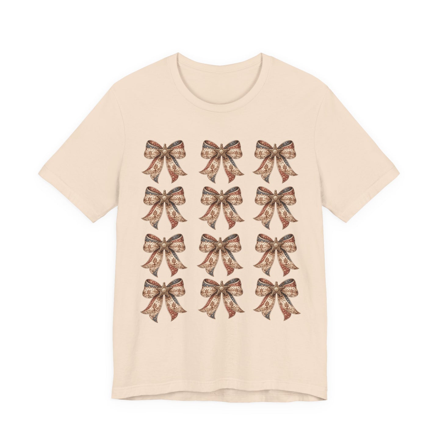 Bow Pattern Tee — Vintage Floral Ribbon Graphic Shirt