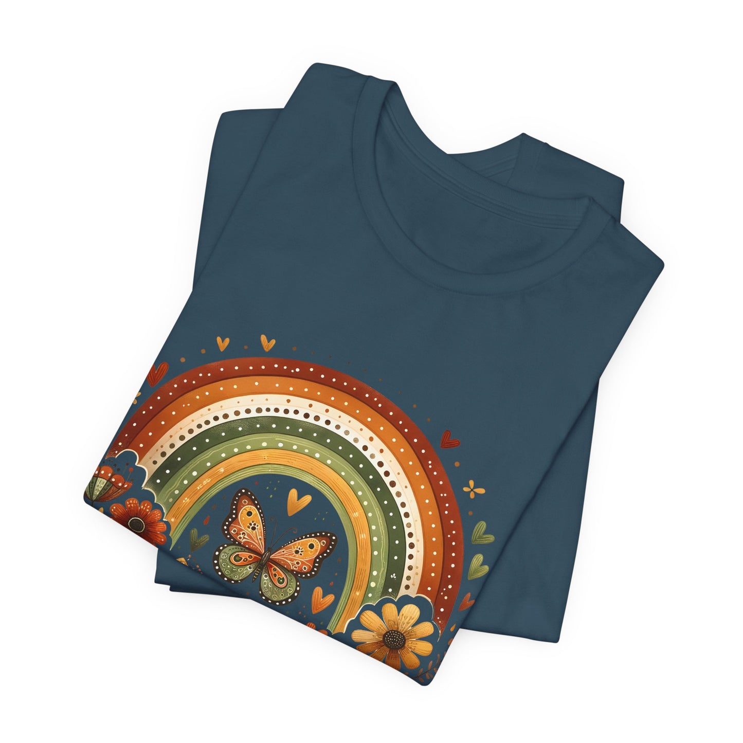 Believe In Yourself Butterfly Tee — Retro Rainbow Floral Inspirational T‑Shirt