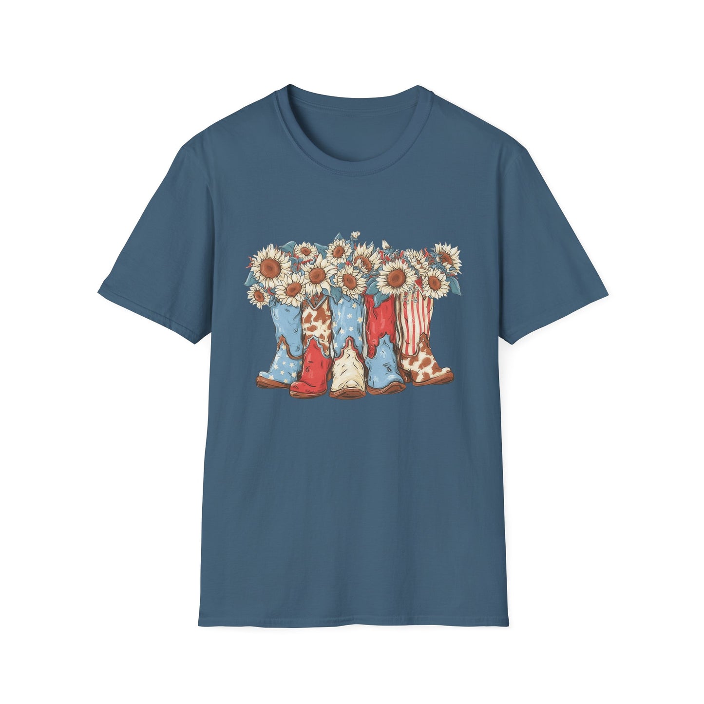 Patriotic Sunflower Cowboy Boots T-Shirt