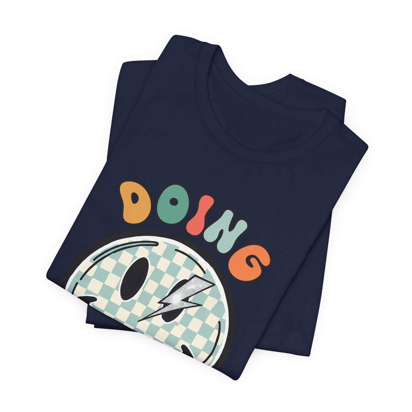 Doing My Best Smiley Tee — Retro Checkerboard Positive Message T‑Shirt