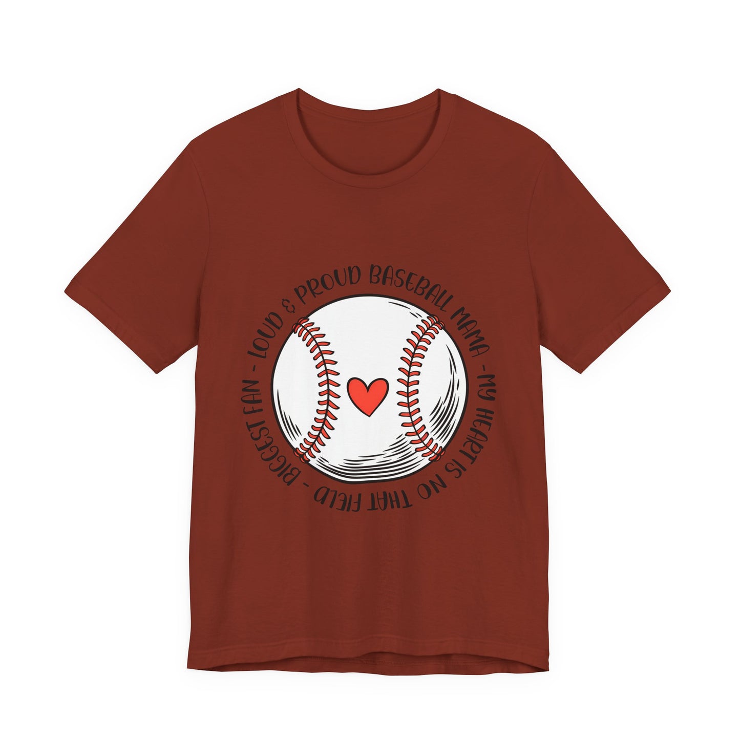 Baseball Mom Tee – Proud Baseball Mama Graphic Shirt (Heart & Stitch Design)