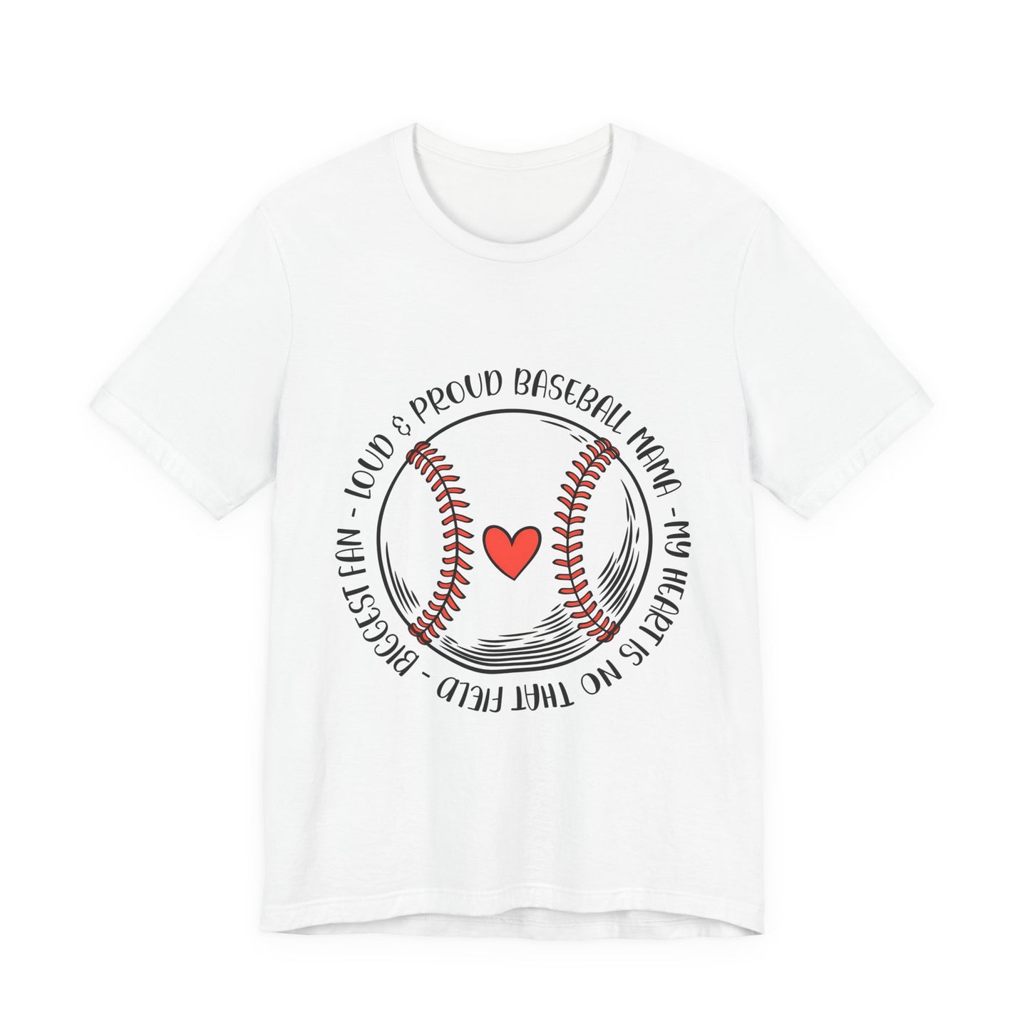 Baseball Mom Tee – Proud Baseball Mama Graphic Shirt (Heart & Stitch Design)