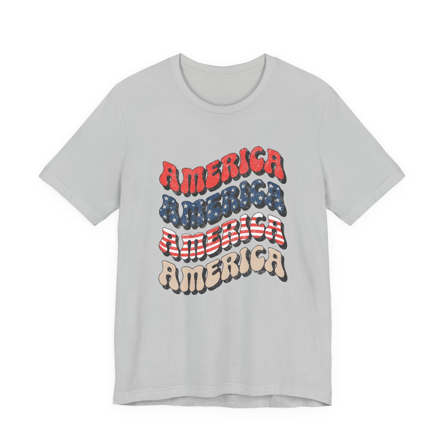 Patriotic "America" Retro Wave T-Shirt