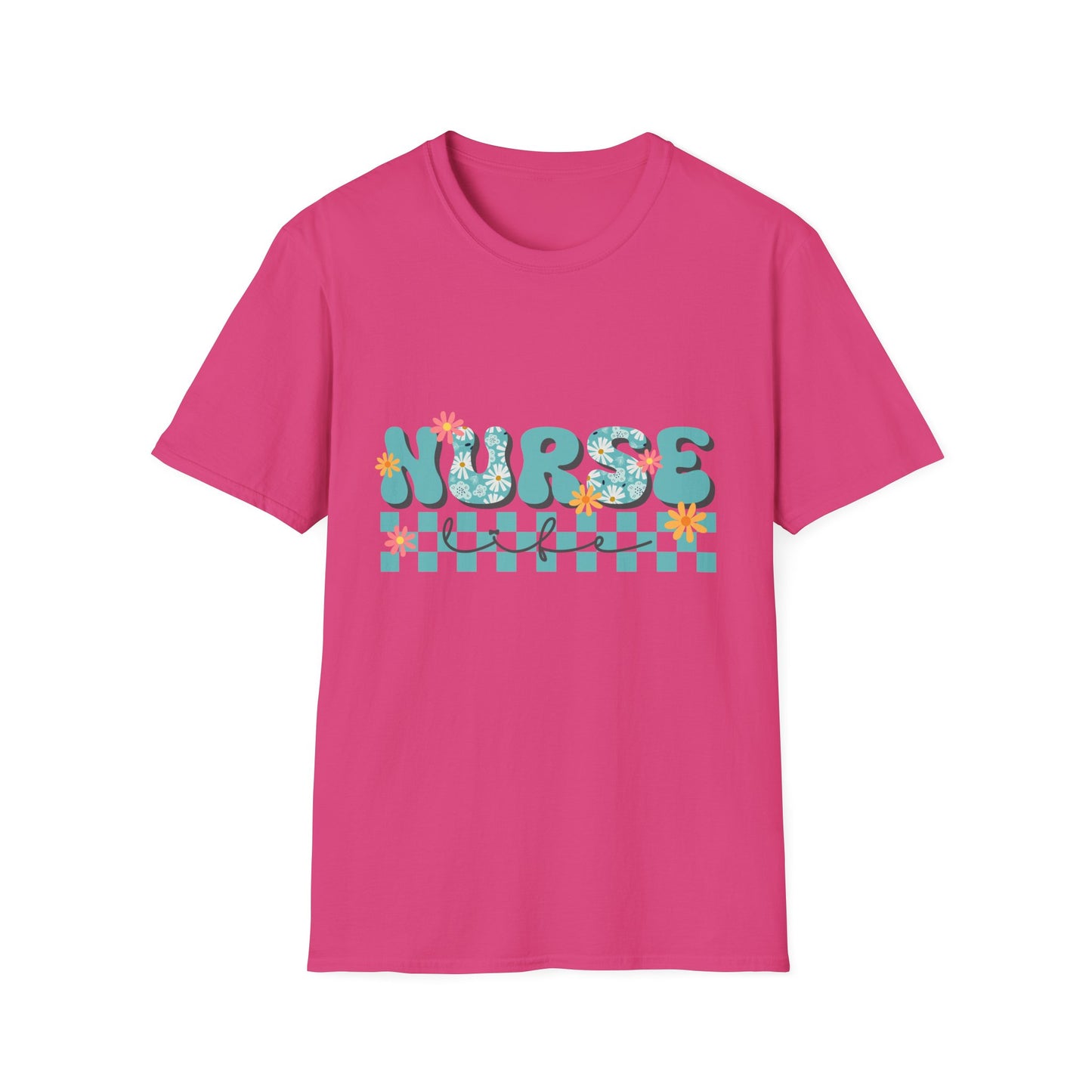 Nurse Floral Checkerboard T-Shirt