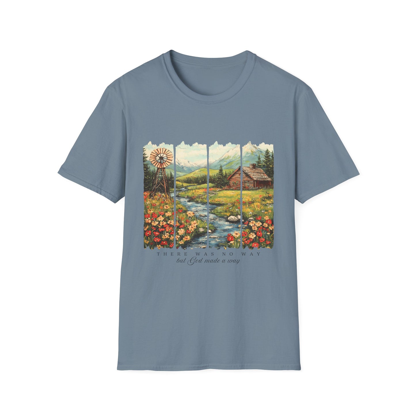 Scenic Windowpane Cabin T-Shirt — 'I Am But A Child Made of Stars' Nature Graphic Tee