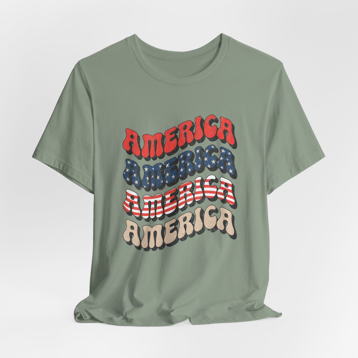 Patriotic "America" Retro Wave T-Shirt
