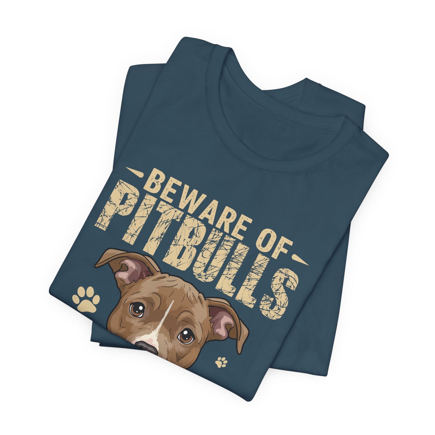 Pitbull Lover T-Shirt — "Beware of Pitbulls They Will Steal Your Hearts" Cute Dog Tee