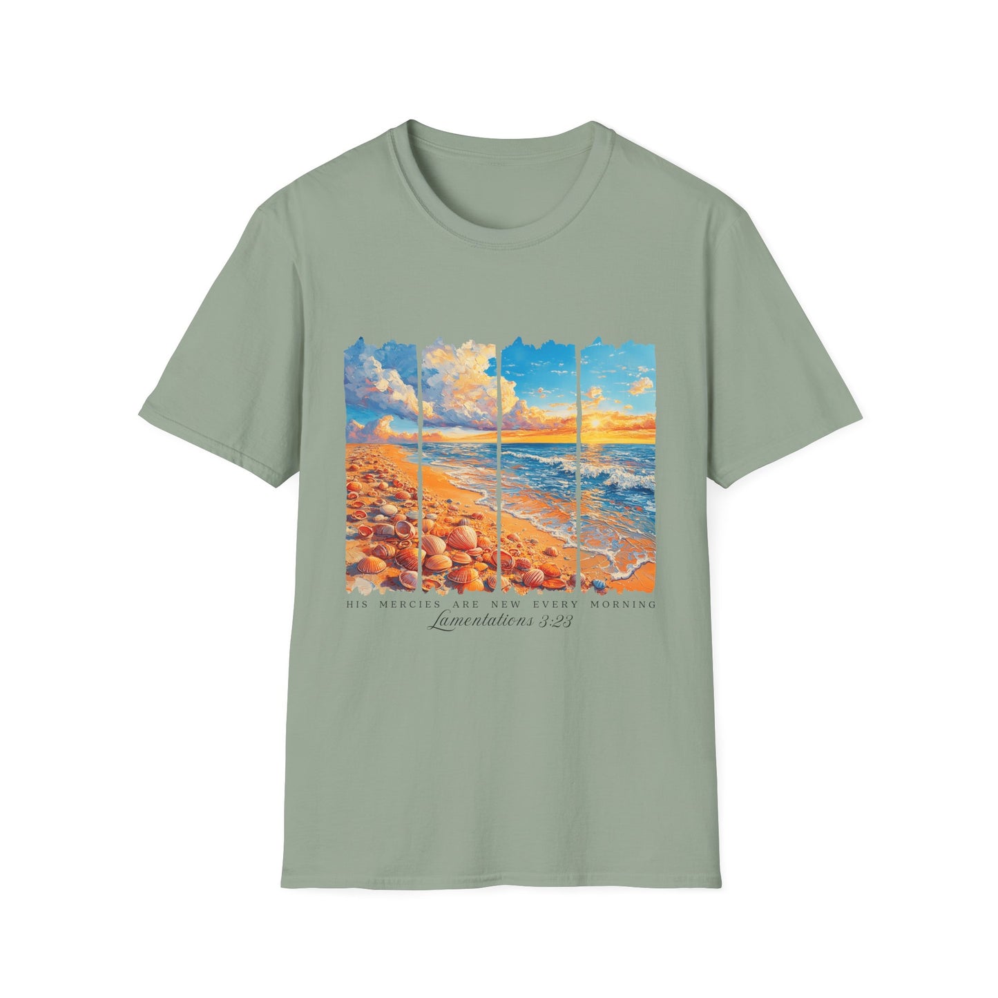 Beach Sunset Panel T-Shirt — Scenic Coastal Graphic Tee