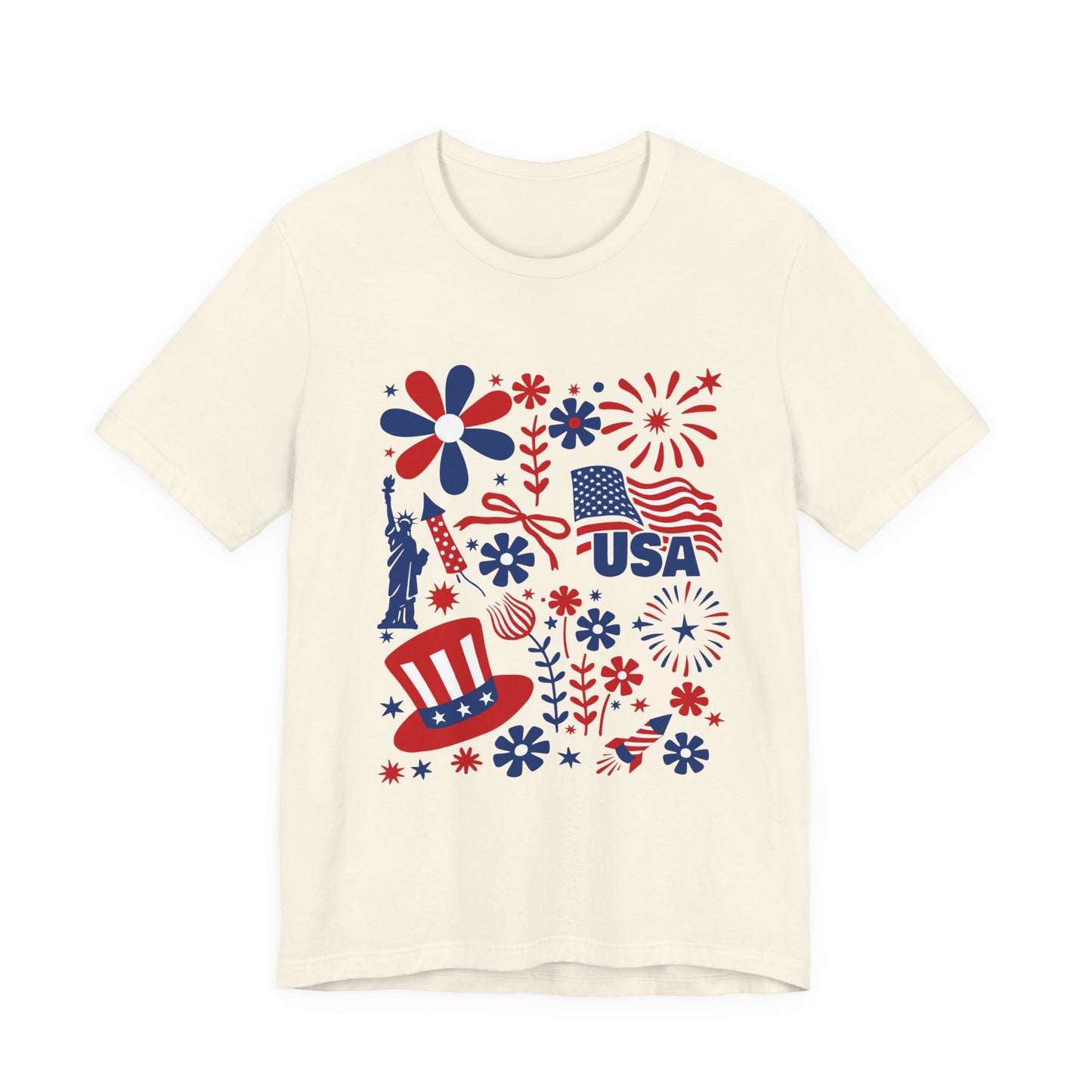 USA Patriotic T-Shirt – Fourth of July Fireworks & Liberty Graphic Tee