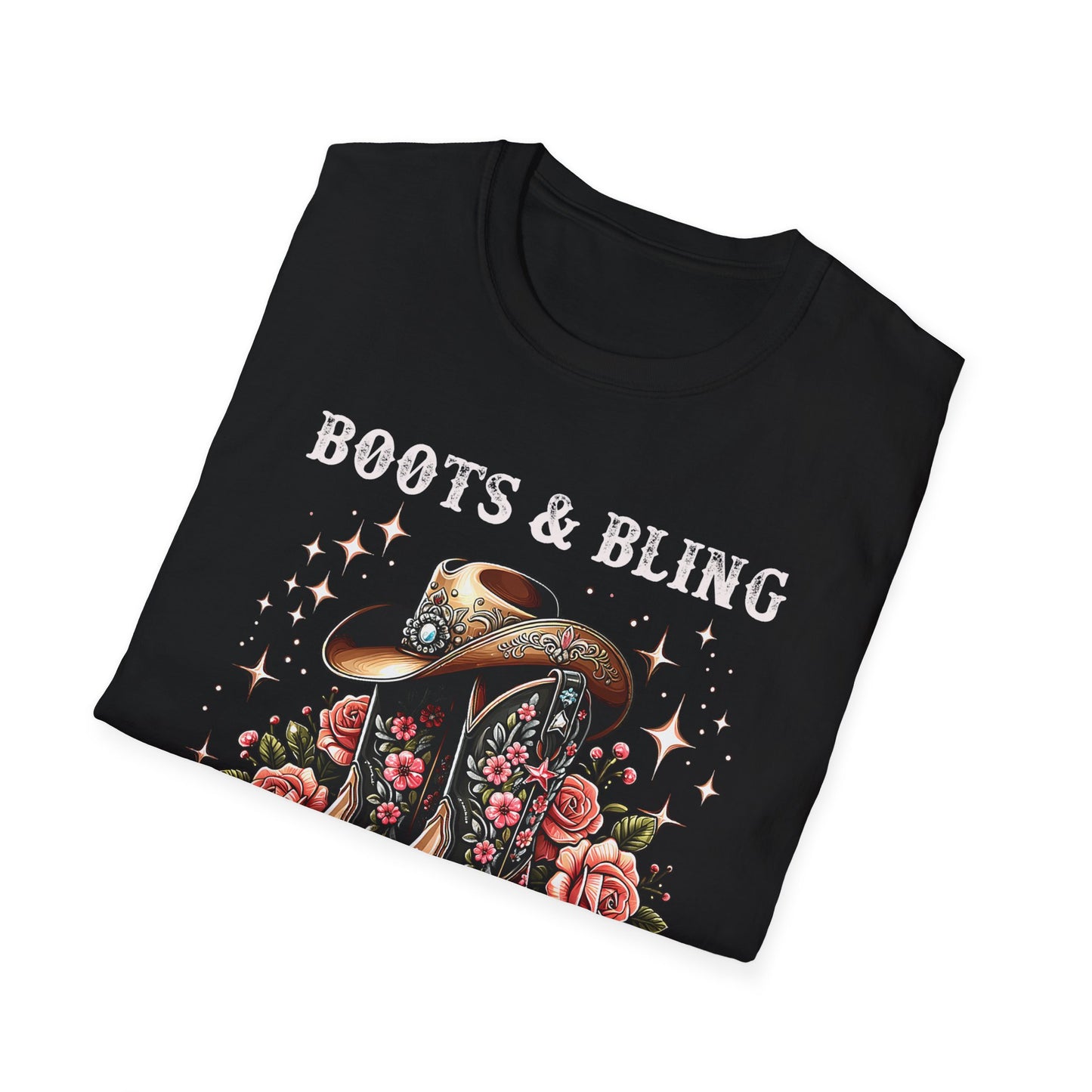 Cowgirl T-Shirt — "Boots & Bling" Floral Western Tee