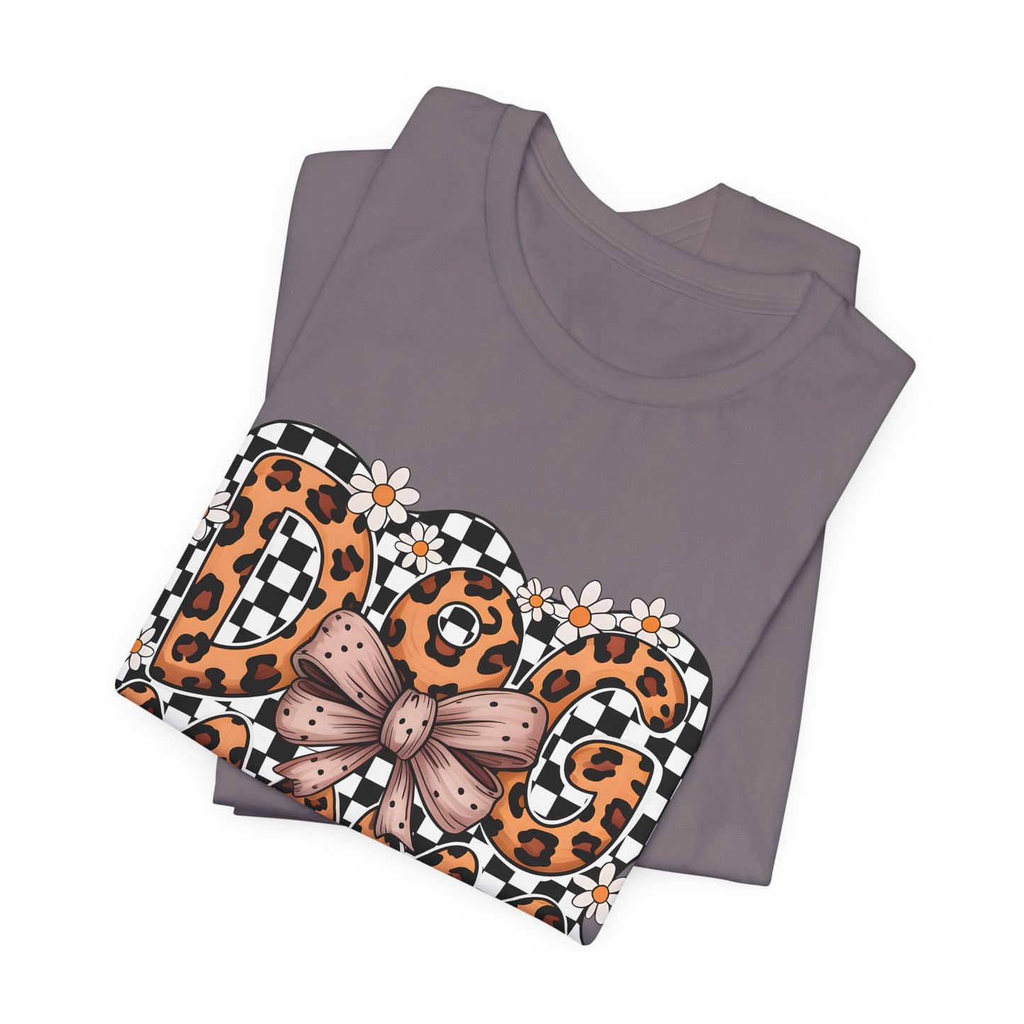 Dog Mama Leopard Print Tee — Floral Bow Pet Lover T‑Shirt