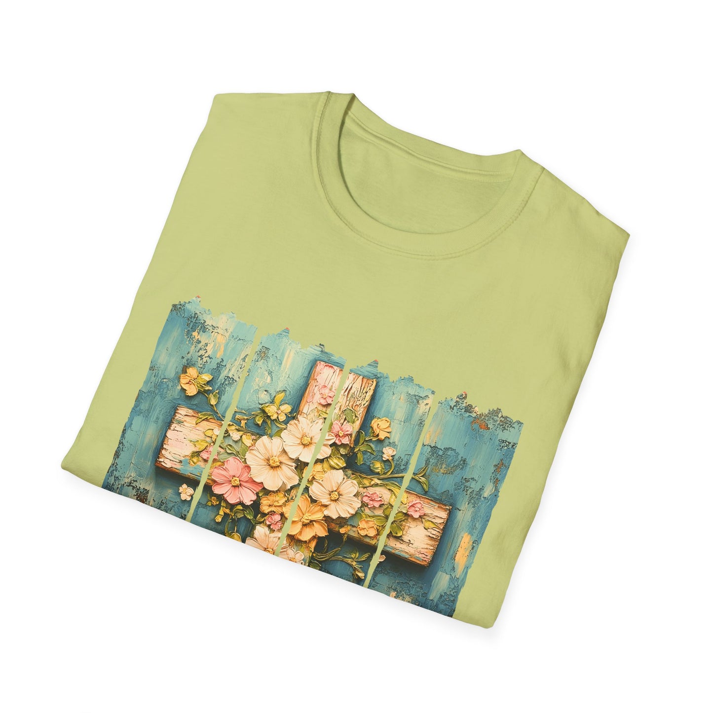 Floral Cross Christian T-Shirt — Faith, Hope & New Life Easter Tee