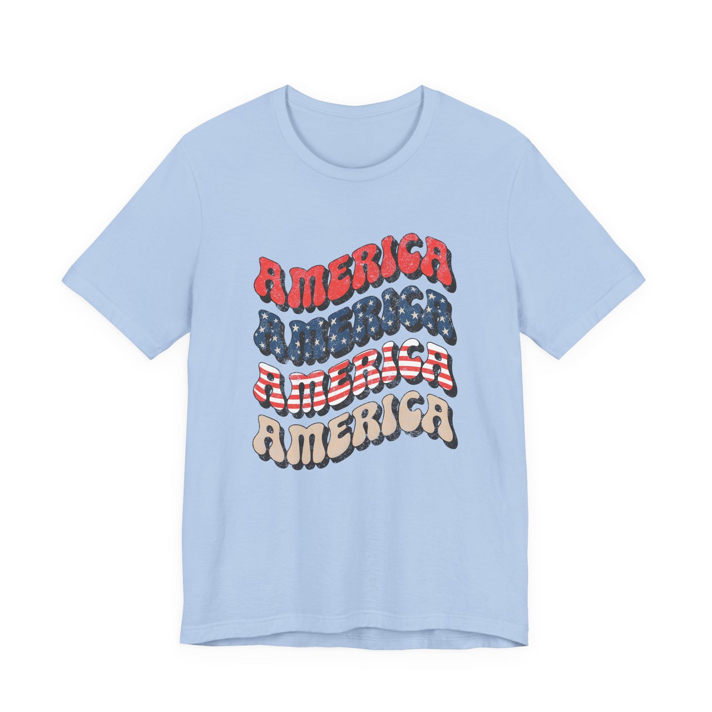 Patriotic "America" Retro Wave T-Shirt