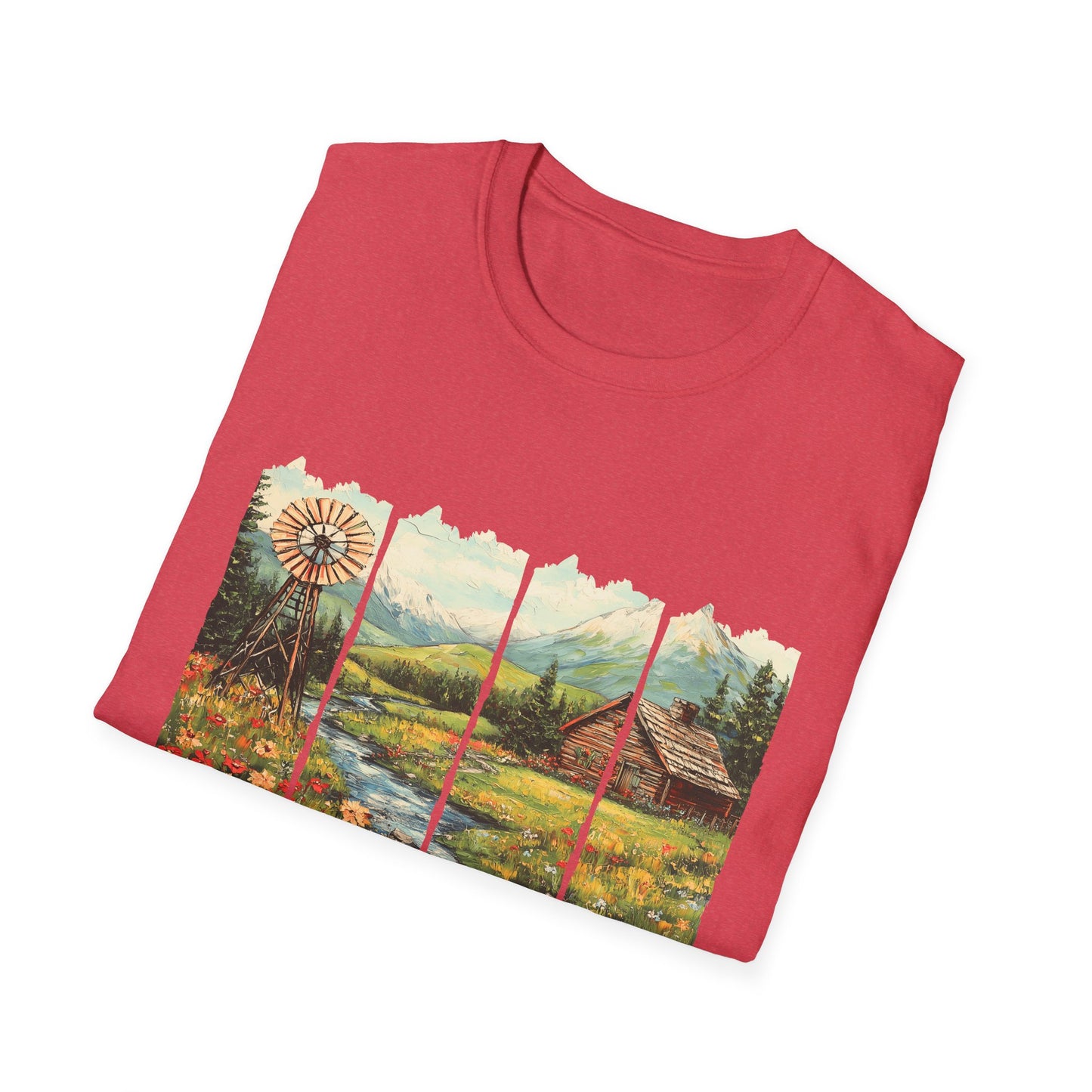 Scenic Windowpane Cabin T-Shirt — 'I Am But A Child Made of Stars' Nature Graphic Tee