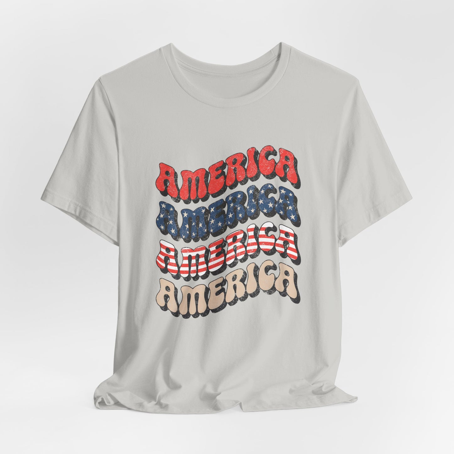 Patriotic "America" Retro Wave T-Shirt