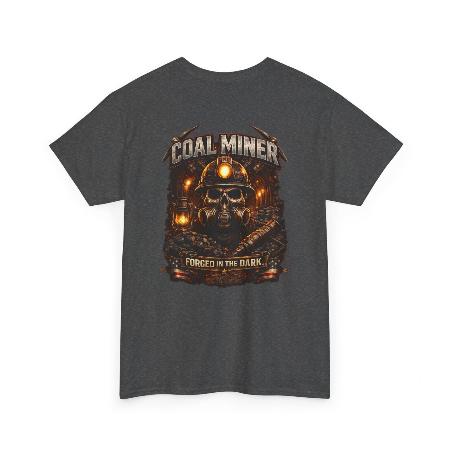 Coal Miner T-Shirt — "Forgotten in the Dark" Skull Hardhat Graphic Tee