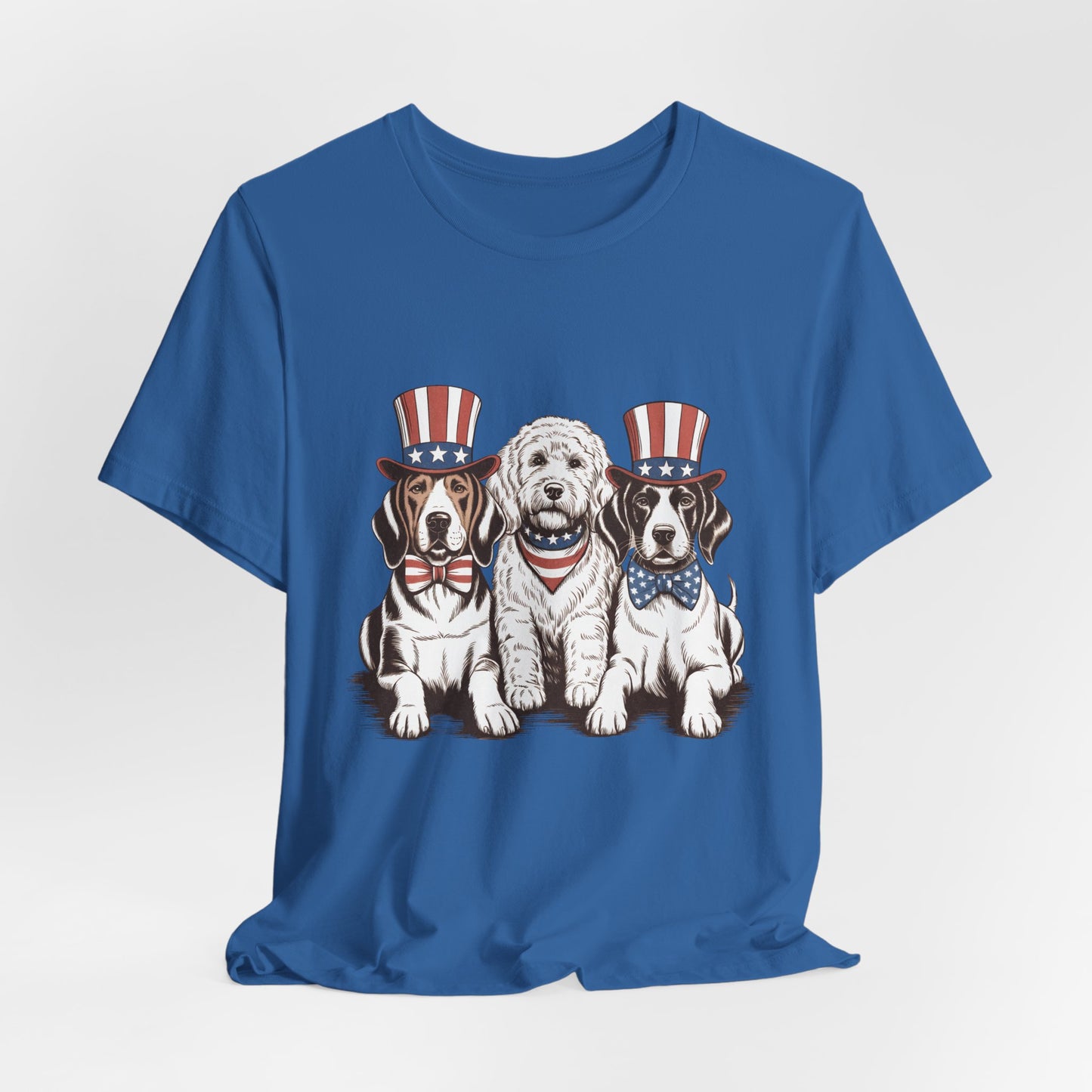 Patriotic Puppies T-Shirt — 4th of July Dog Tee with Uncle Sam Hats