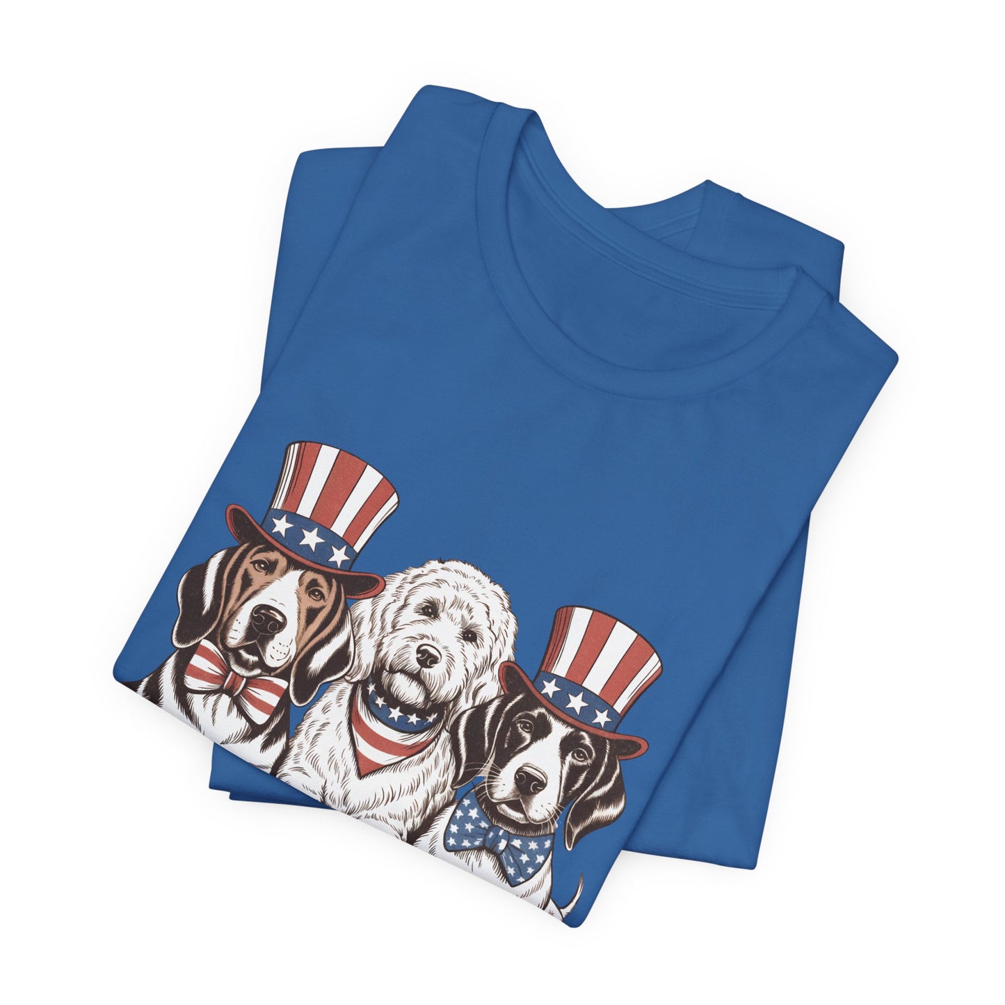 Patriotic Puppies T-Shirt — 4th of July Dog Tee with Uncle Sam Hats