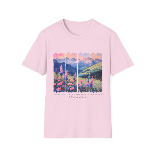 Mountain Wildflower T-Shirt — Scenic Sunrise Landscape Tee