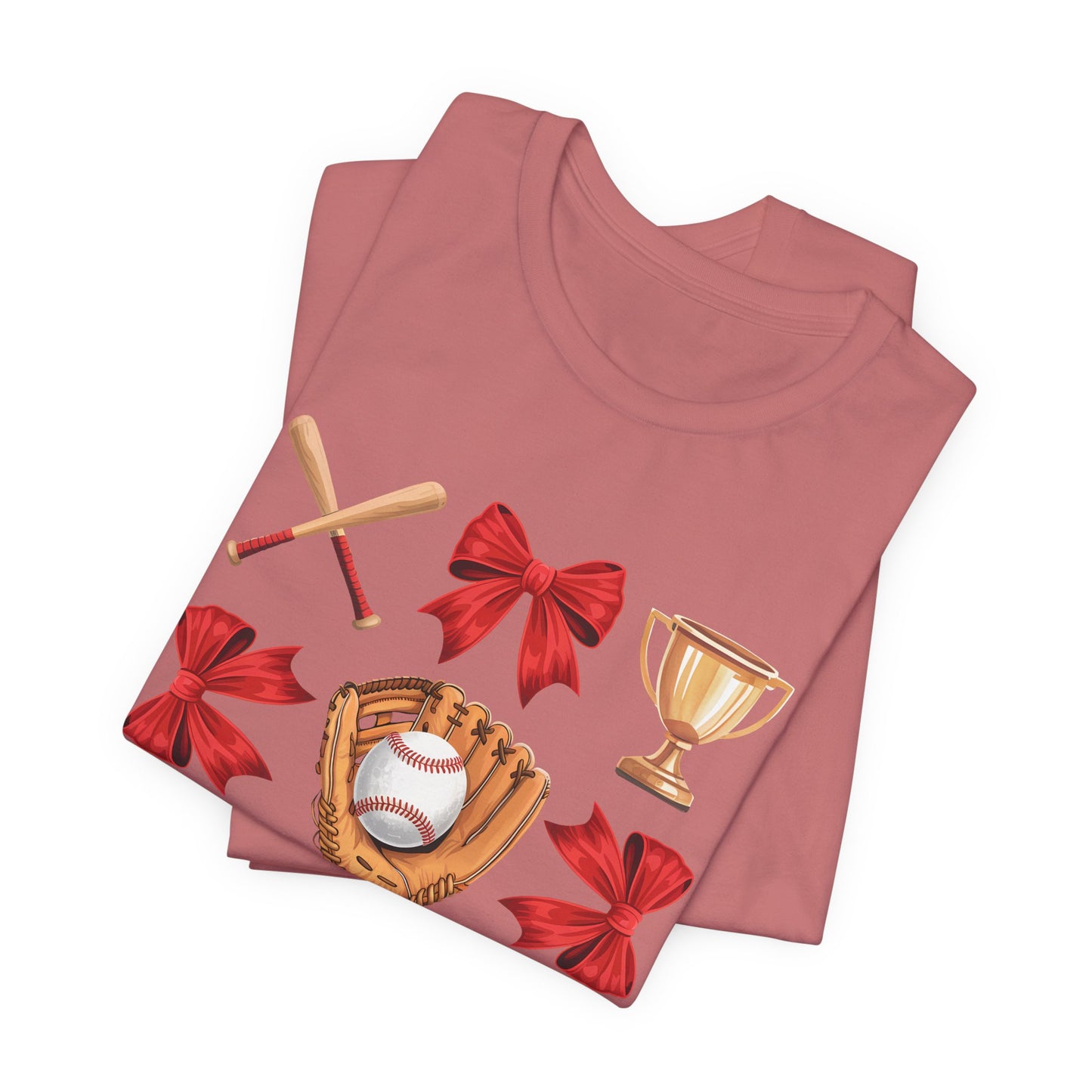 Baseball Icons Graphic Tee — Glove, Bat & Trophy Design