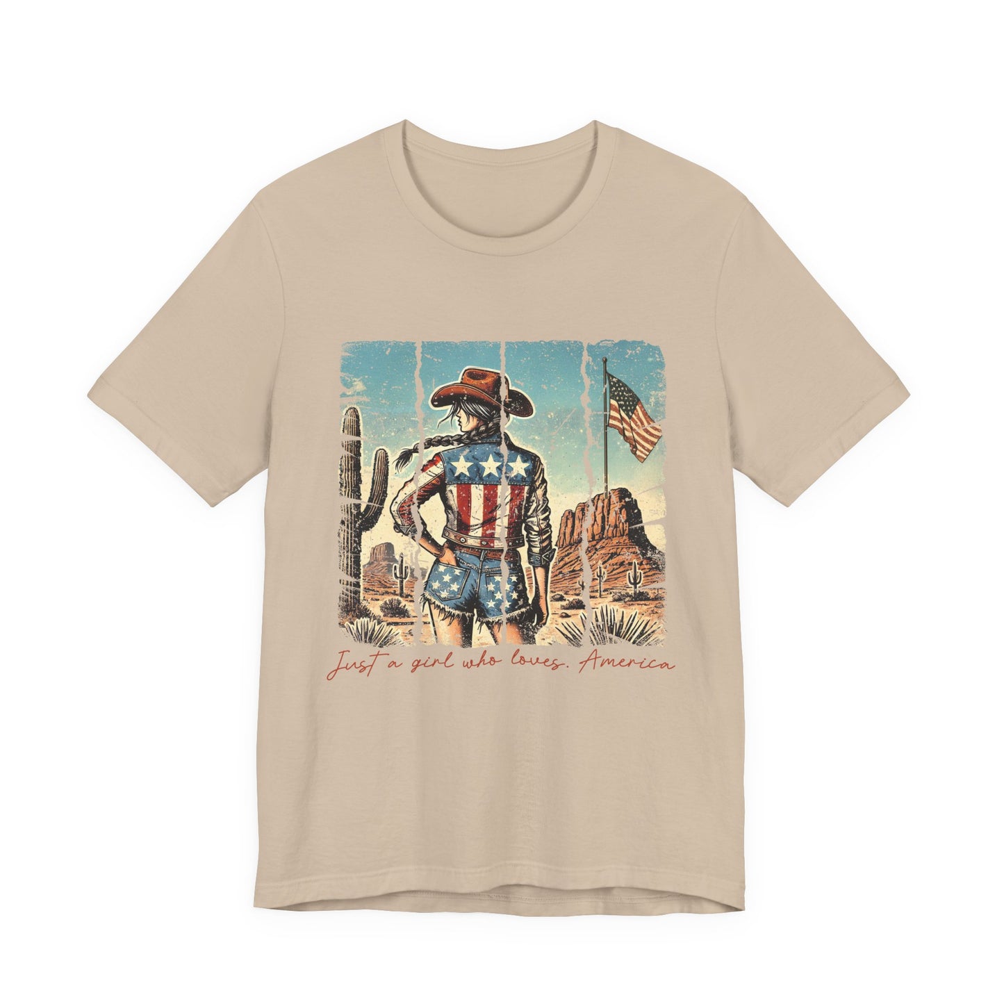 Patriotic Cowgirl Tee — "Just a Girl Who Loves America"