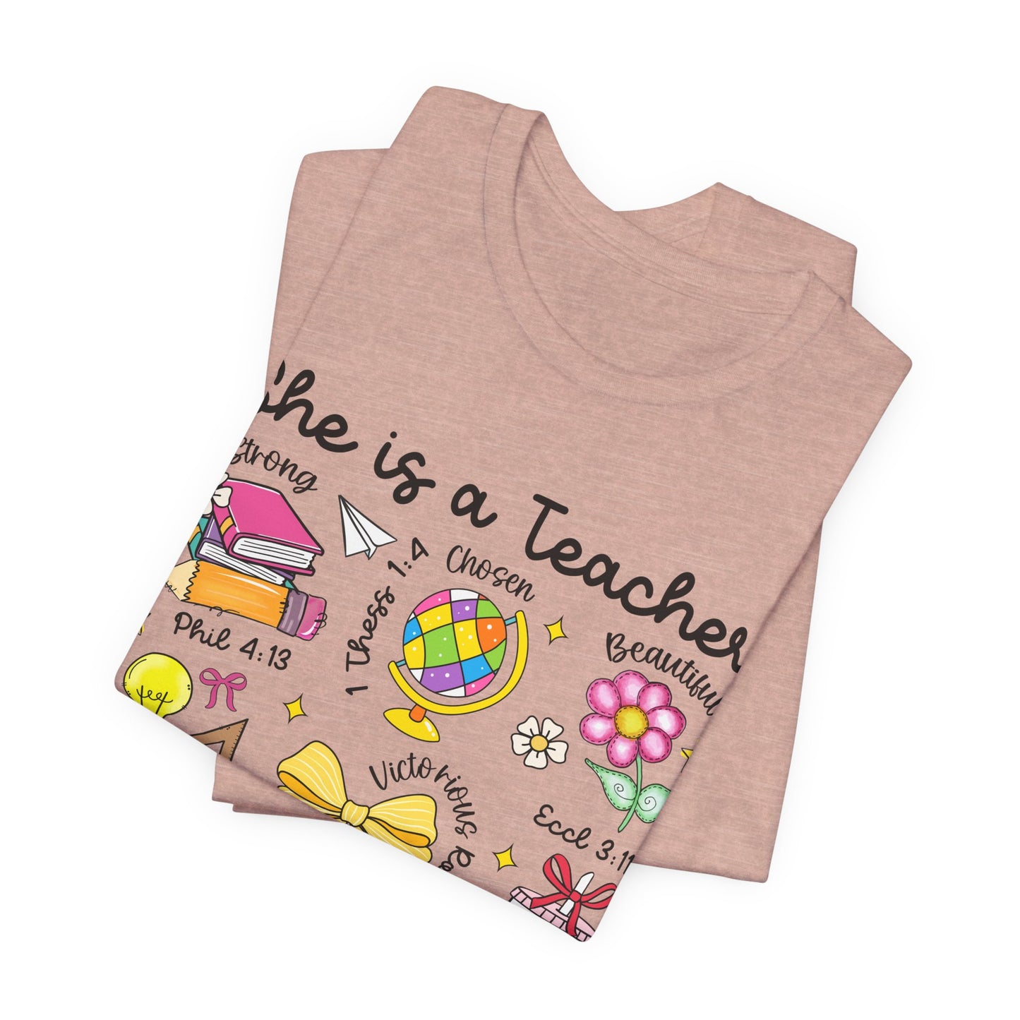 Teacher Illustrated Icons T-Shirt — "She is a Teacher" Appreciation Tee