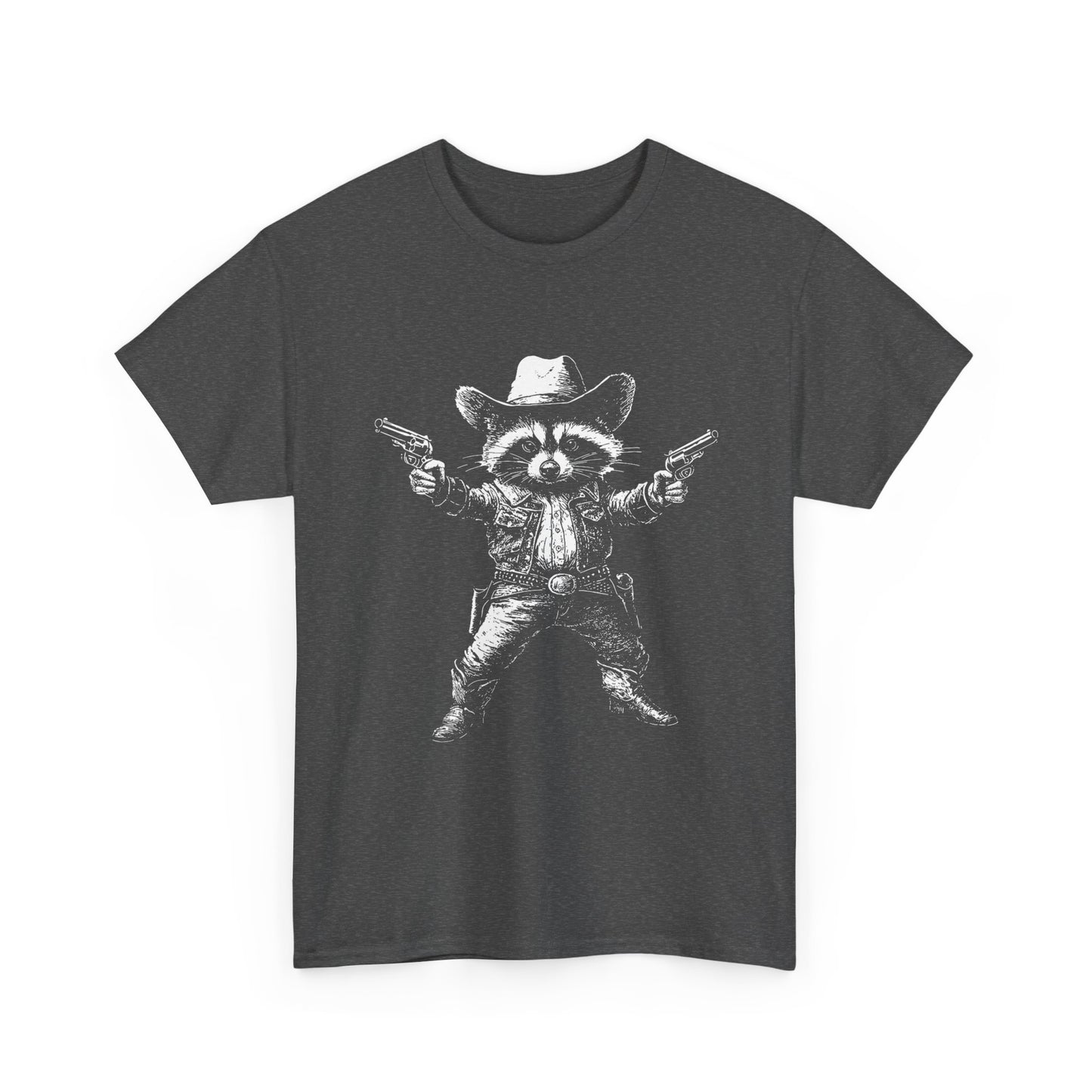 Cowboy Raccoon Graphic Tee — Western Gunslinger Vintage Style Shirt