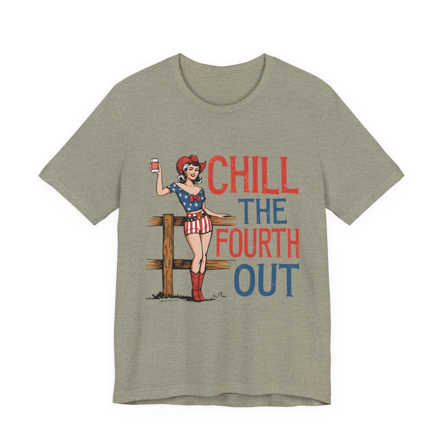Fourth of July Tee - "Chill the Fourth Out" Vintage Pinup Patriotic Shirt