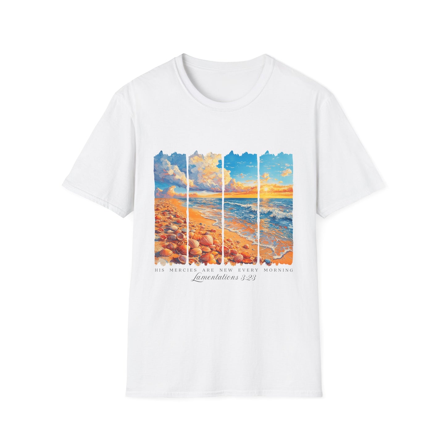 Beach Sunset Panel T-Shirt — Scenic Coastal Graphic Tee