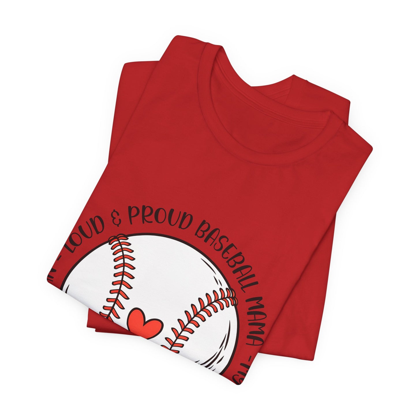 Baseball Mom Tee – Proud Baseball Mama Graphic Shirt (Heart & Stitch Design)