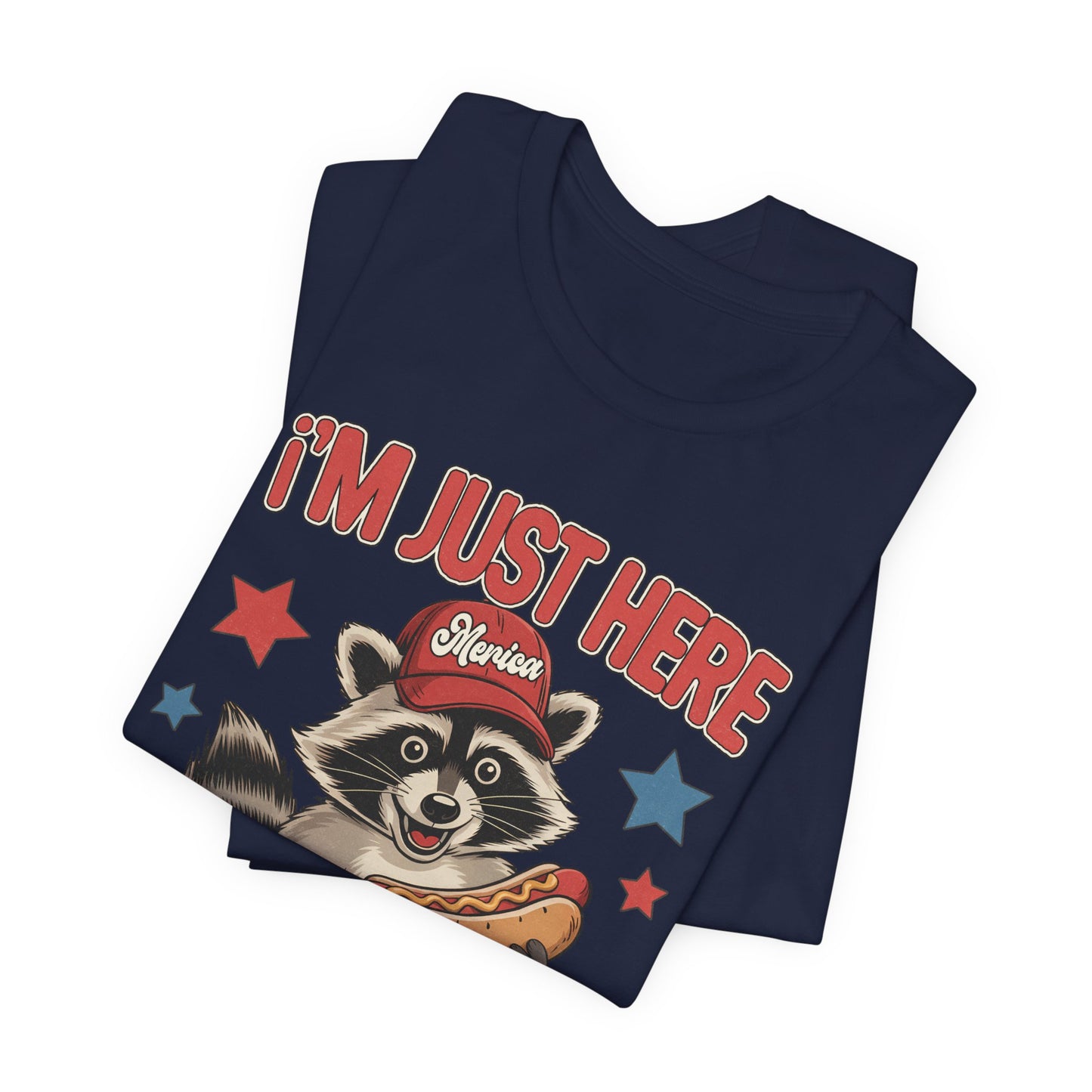 Patriotic Raccoon Hot Dog Tee — “I'm Just Here For The Winans” Graphic T-Shirt