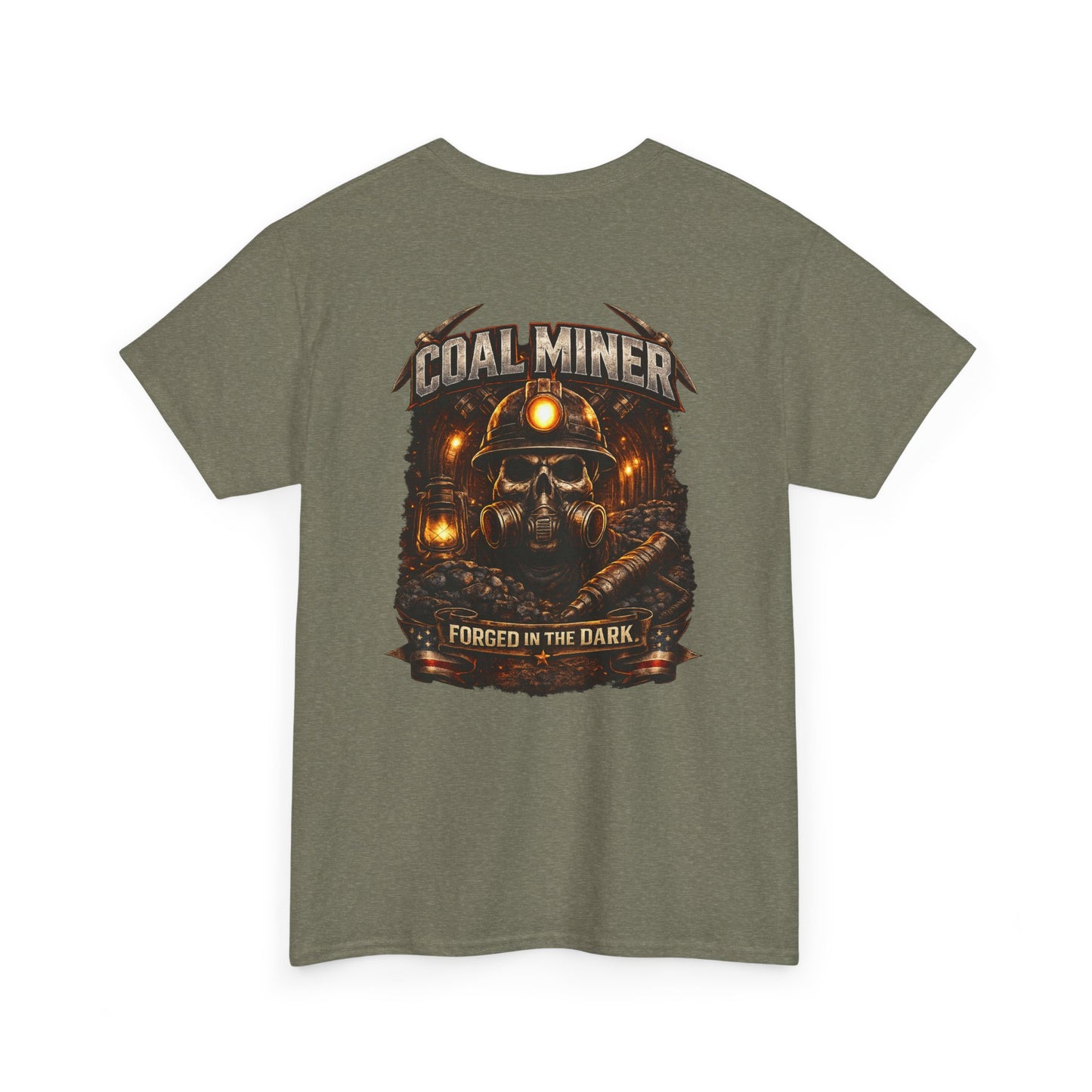 Coal Miner T-Shirt — "Forgotten in the Dark" Skull Hardhat Graphic Tee